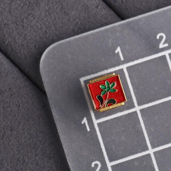 plum flower pattern cube shape gild sterling silver bead, colorful enamel round bead - Image 2