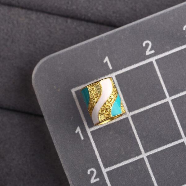 Buddhist scriptures colorful stripes tube shape gild sterling silver bead, colorful enamel tube bead - Image 2