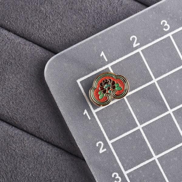nice ruyi flower shape gild sterling silver bead, red enamel flower bead - Image 2