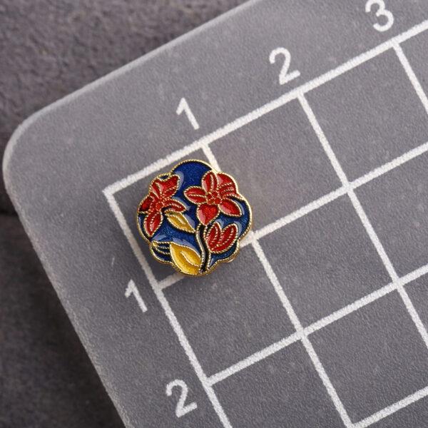 nice plum flower shape gild sterling silver bead, red enamel flower bead - Image 2