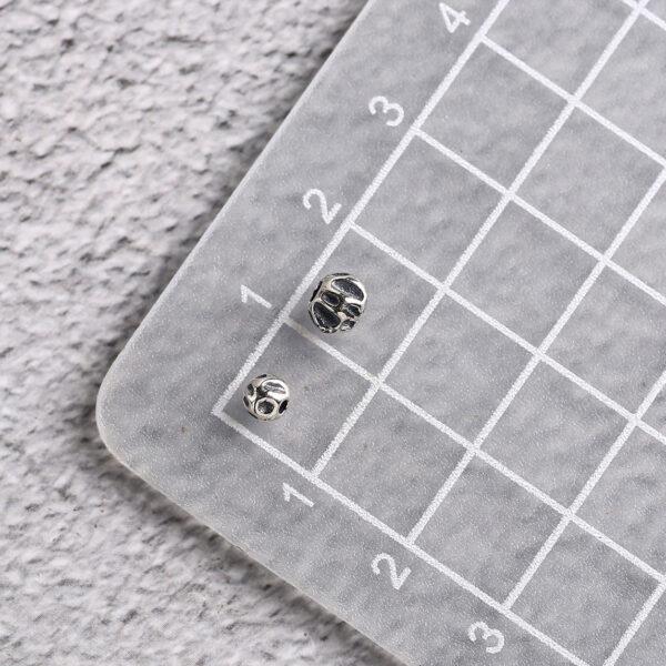 meteorite surface round shape s925 sterling silver bead, oxidized silver bead - Image 2