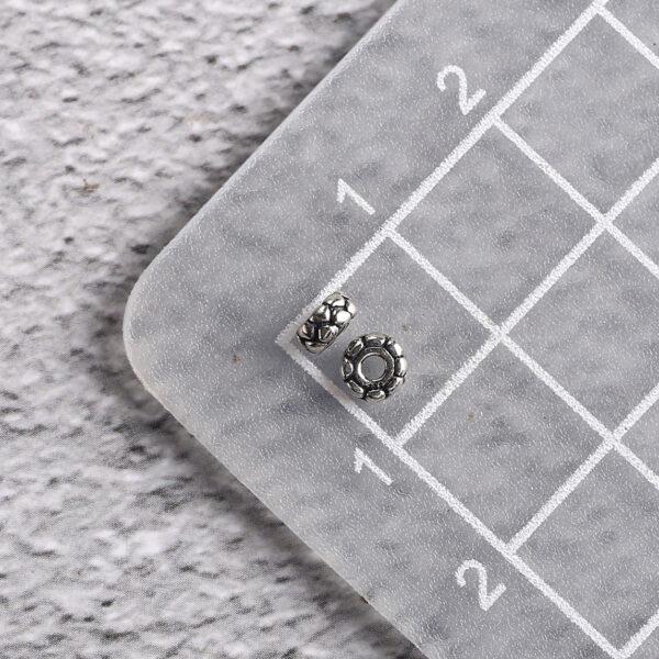 cracking surface rondelle shape s925 sterling silver bead, oxidized silver bead - Image 2