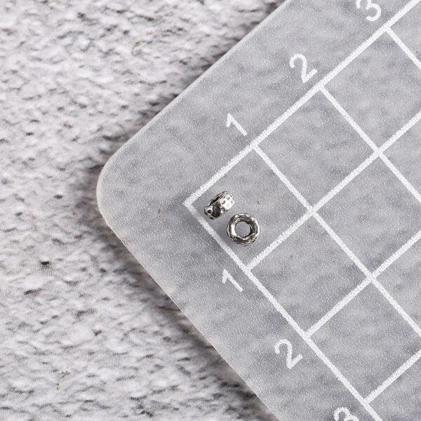 small pits surface rondelle shape s925 sterling silver bead, oxidized silver bead - Image 2