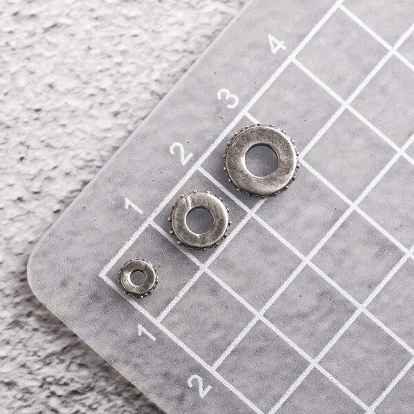 inlaid zircon small bumps surface gasket shape s925 sterling silver bead, oxidized silver bead - Image 2