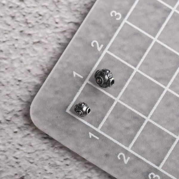 flower pattern oval shape s925 sterling silver bead, oxidized silver bead - Image 2