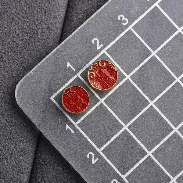 gild sterling silver God of Wealth and flower pattern round shape bead, red and blue enamel bead - Image 2