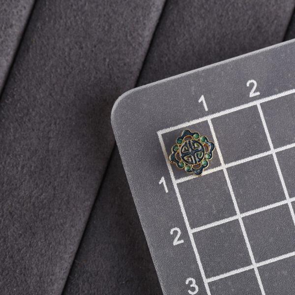 gild flower pattern square shape bead, green and blue enamel bead - Image 2