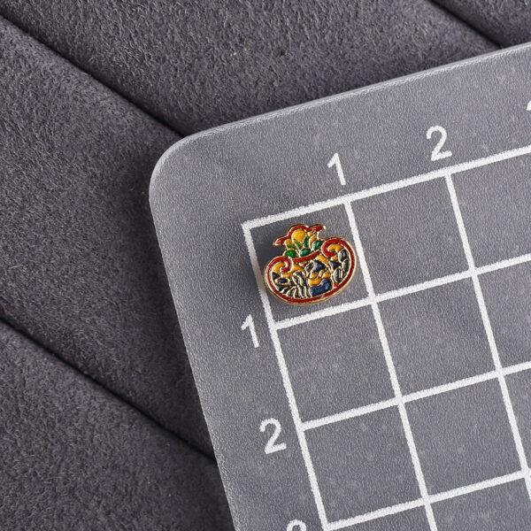gild flower pattern vase shape bead, orange and red enamel bead - Image 2