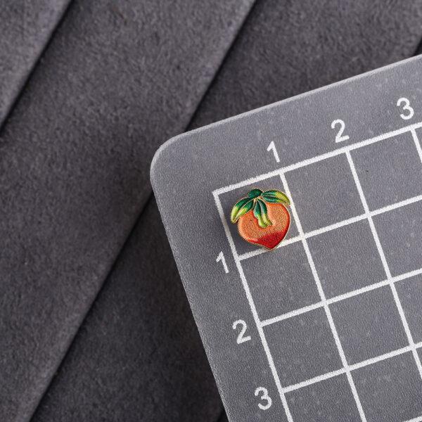gild sterling silver peach shape bead, orange red enamel bead - Image 2