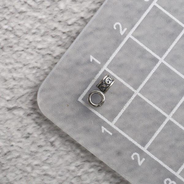 line pattern rondelle shape s925 sterling silver bead, oxidized silver bead - Image 2
