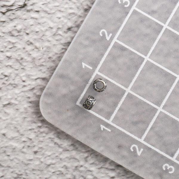 vine pattern rondelle shape s925 sterling silver bead, oxidized silver bead - Image 2
