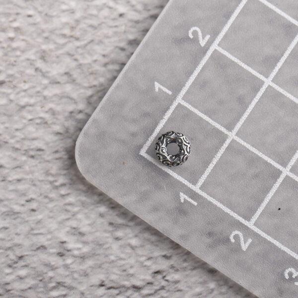 cloud pattern rondelle shape s925 sterling silver bead, oxidized silver bead - Image 2