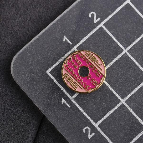 gild sterling silver Taoist Coins shape bead, pink enamel bead - Image 2