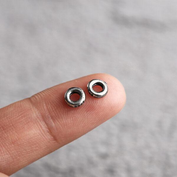ring shape s925 sterling silver bead, oxidized silver jump ring bead - Image 3