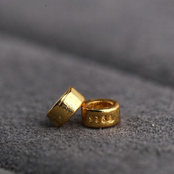 simple rondelle shape s925 sterling silver bead, golden bead - Image 3