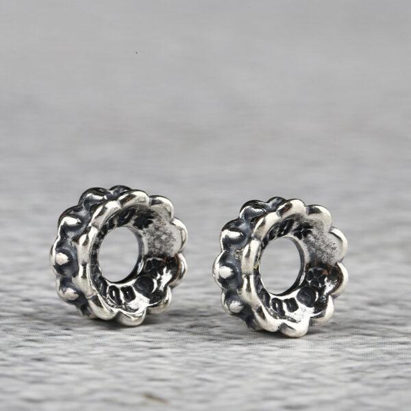 double side flower shape s925 sterling bead caps, oxidized silver bead - Image 3