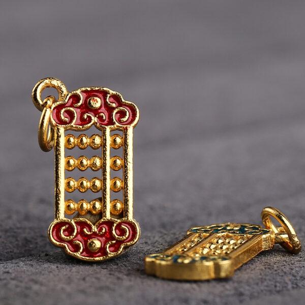 gild sterling silver abacus shape charm bead, red and blue enamel charm - Image 3