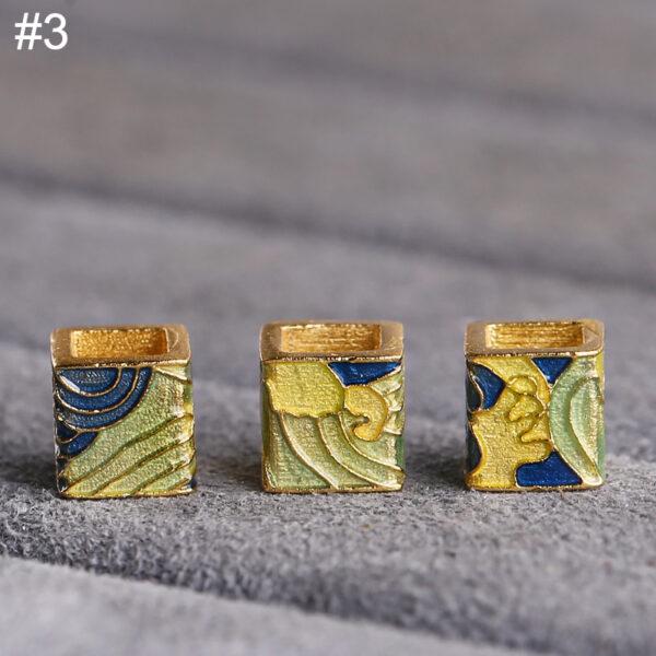 gild sterling silver hollow cube shape bead, colorful enamel bead - Image 8