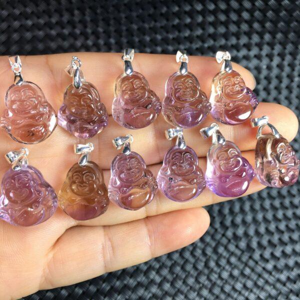 Maitreya Buddha shape natural ametrine bead sterling silver charm - Image 3