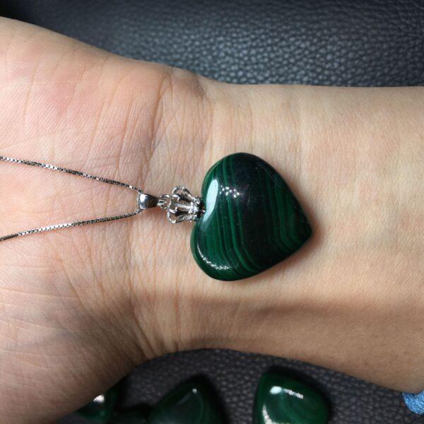 heart shape natural malachite bead charm - Image 3