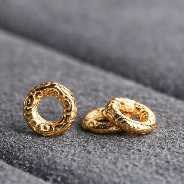 cloud pattern ring shape gild s925 sterling silver bead, golden jump ring bead - Image 3