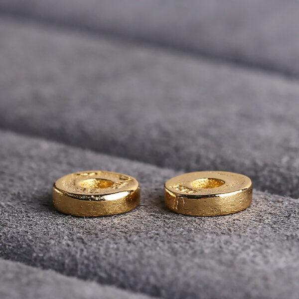 simple rondelle shape gild s925 sterling silver bead, golden rondelle bead - Image 3