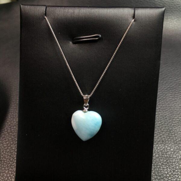heart shape natural larimar bead sterling silver charm - Image 3