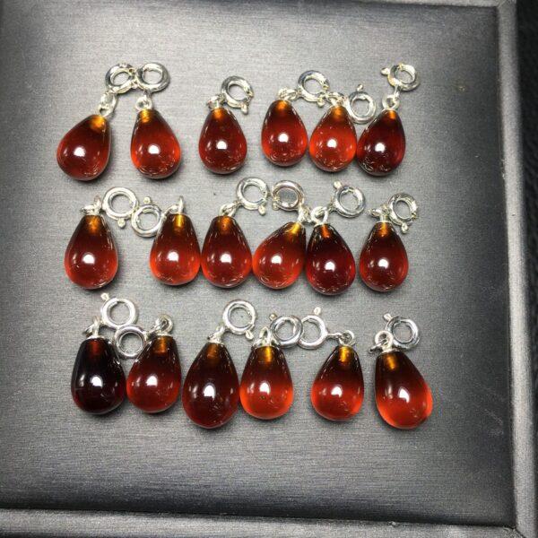 droplet shape natural garnet bead sterling silver charm - Image 3
