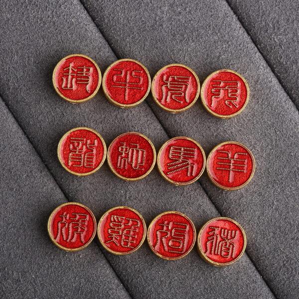 Chinese Zodiac Animals pattern round shape gild sterling silver bead, colorful enamel bead - Image 7
