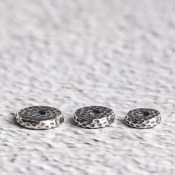 small pits rondelle shape s925 sterling silver bead,  silver rondelle bead - Image 3