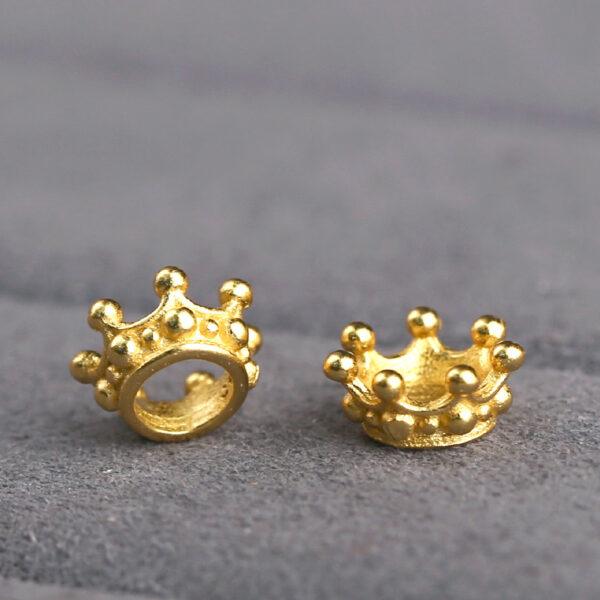 crown shape gild s925 sterling silver bead caps, golden crown bead caps - Image 3