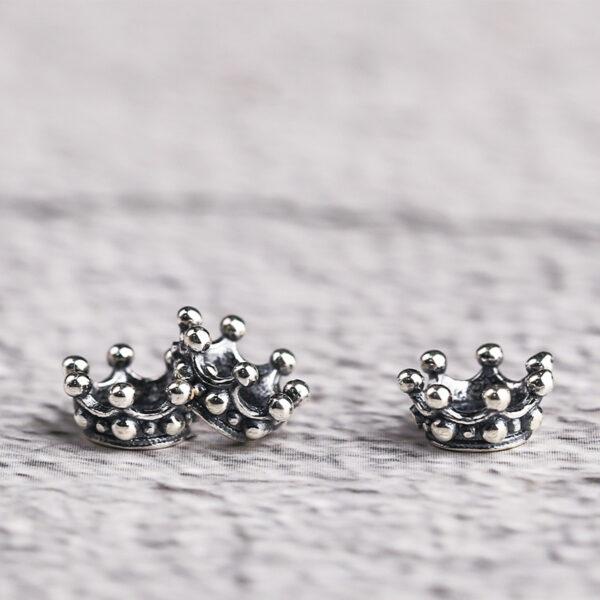 crown shape s925 sterling silver bead caps, oxidized silver crown bead caps - Image 3