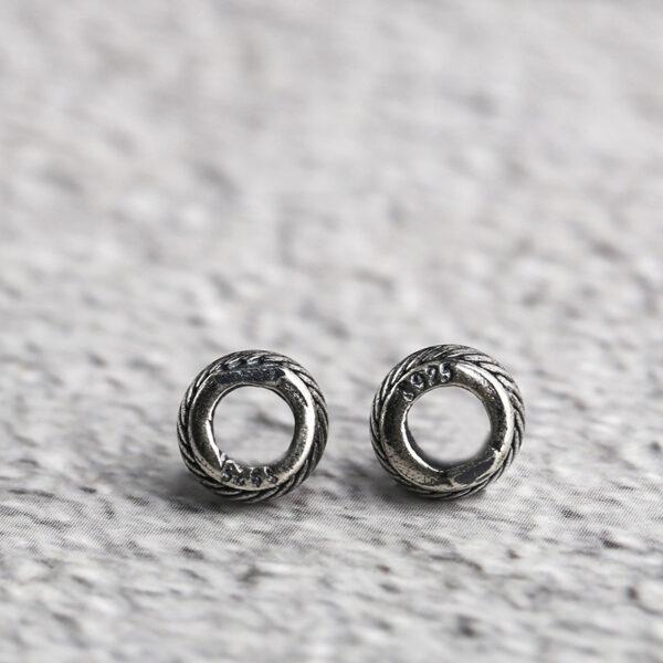 feather pattern ring shape s925 sterling silver bead, oxidized silver ring bead - Image 3