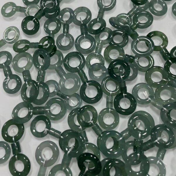 small ring shape natural icy blue green jadeite bead - Image 3