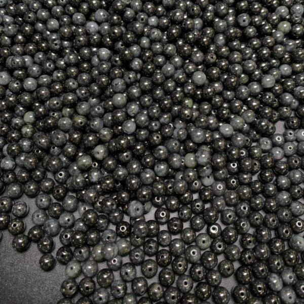round shape natural motley black jadeite bead - Image 3