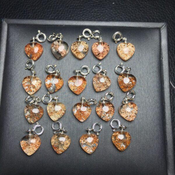 heart shape natural colorful phantom quartz bead sterling silver charm - Image 3