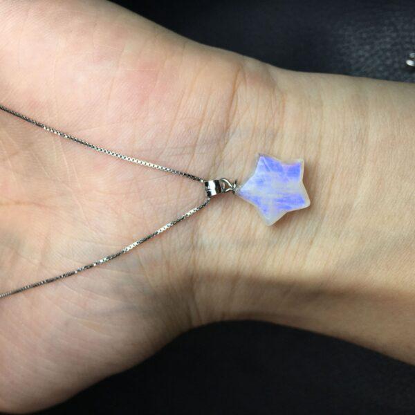 nice star shape natural blue light moonstone charm - Image 3