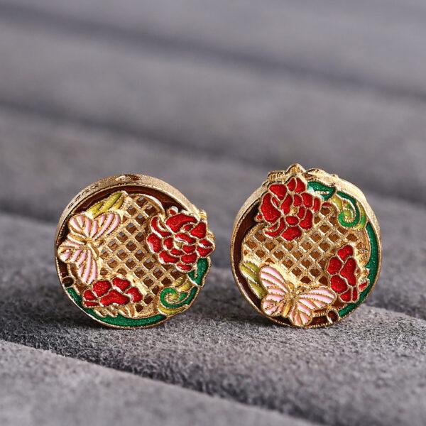 A Set flowers of the twelve months pattern round shape gild sterling silver bead, enamel bead - Image 3