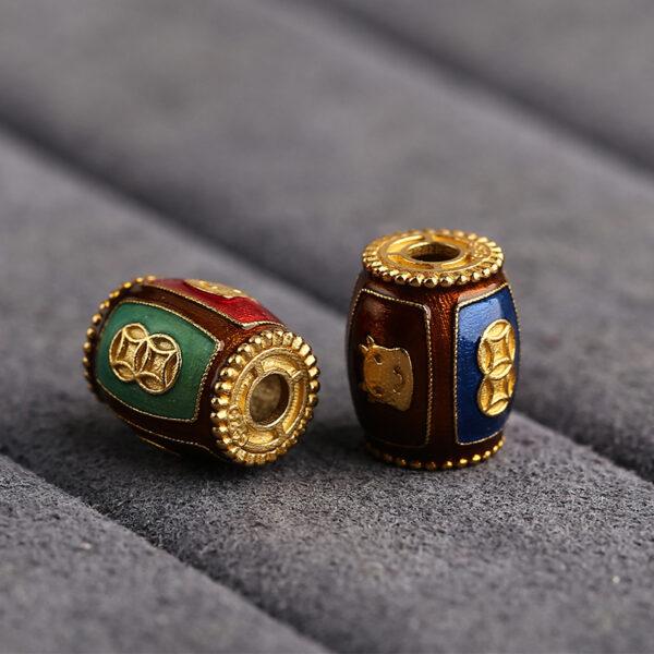 ox pattern barrel shape gild sterling silver bead, enamel barrel bead - Image 3
