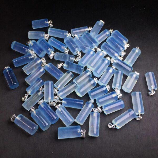 pillar shape natural Aquamarine bead sterling silver charm - Image 3