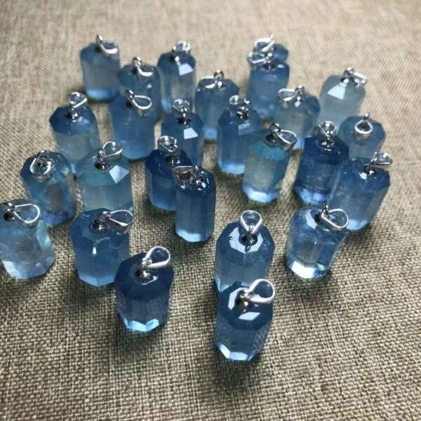 Prismatic shape natural Aquamarine bead sterling silver charm - Image 3