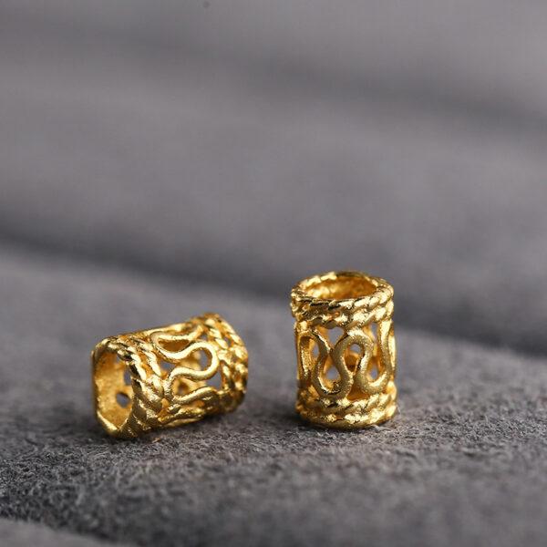hollow tube shape gild s925 sterling silver bead, golden tube bead - Image 3