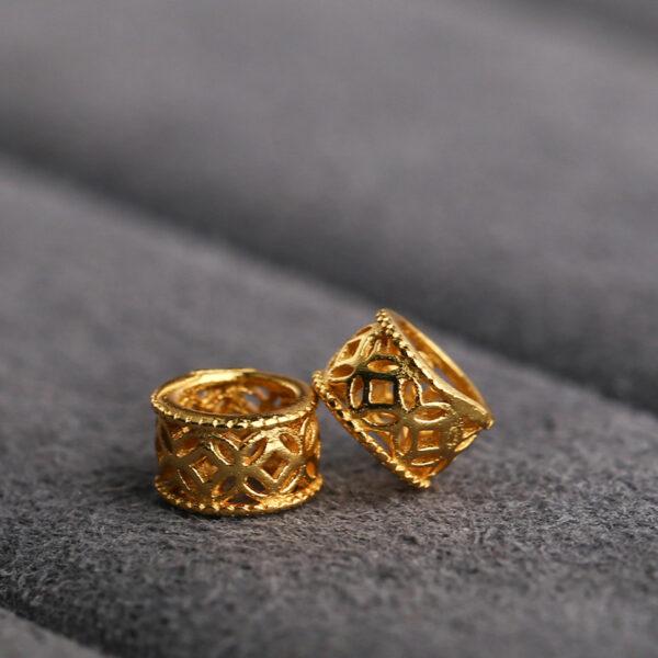 hollow ring shape gild s925 sterling silver bead, golden ring bead - Image 3