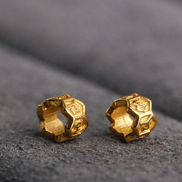 Buddhist six-syllable mantra pattern ring shape gild s925 sterling silver bead, golden ring bead - Image 3