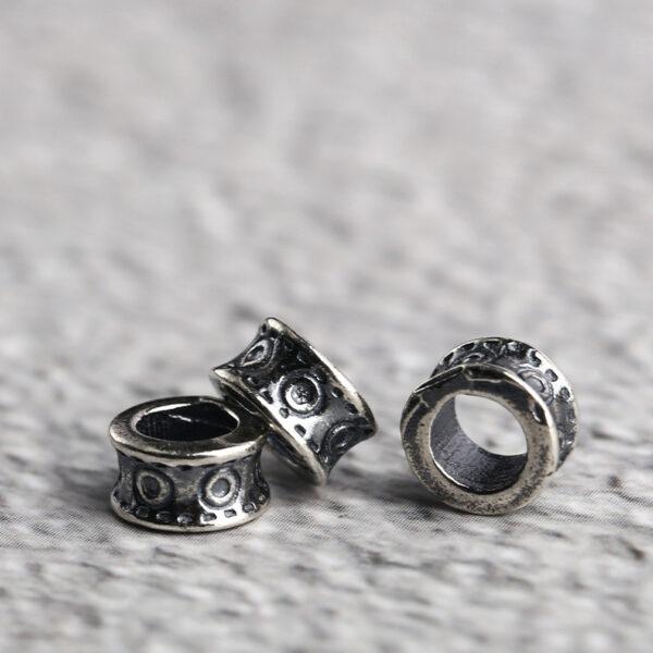 circle pattern ring shape s925 sterling silver bead, oxidized silver ring bead - Image 3