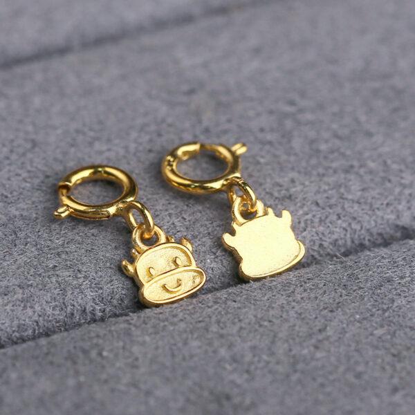 bull shape gild s925 sterling silver charm, golden bull charm - Image 3