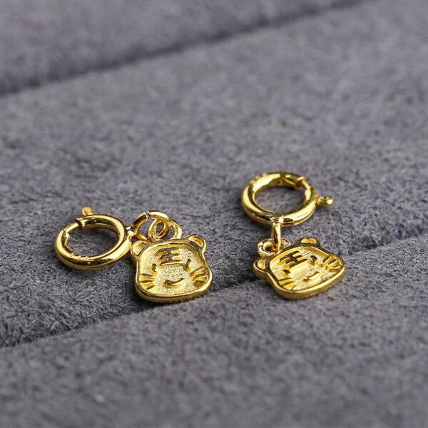 cute tiger shape gild s925 sterling silver charm, golden tiger charm - Image 3