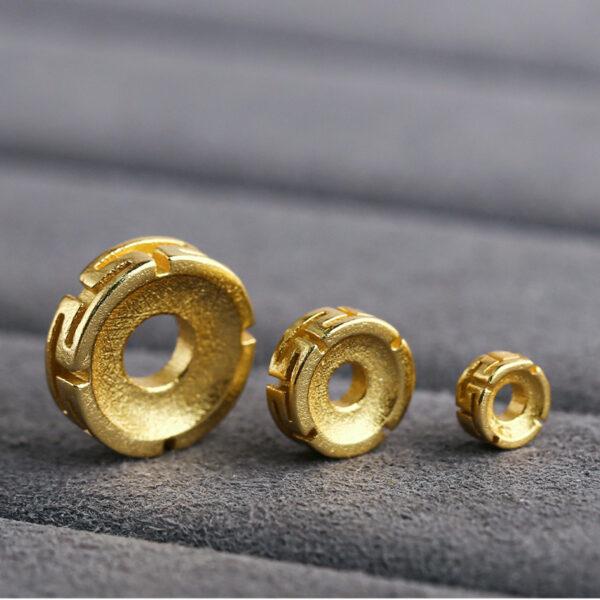 fret pattern gasket shape gild s925 sterling silver bead, golden gasket bead - Image 3