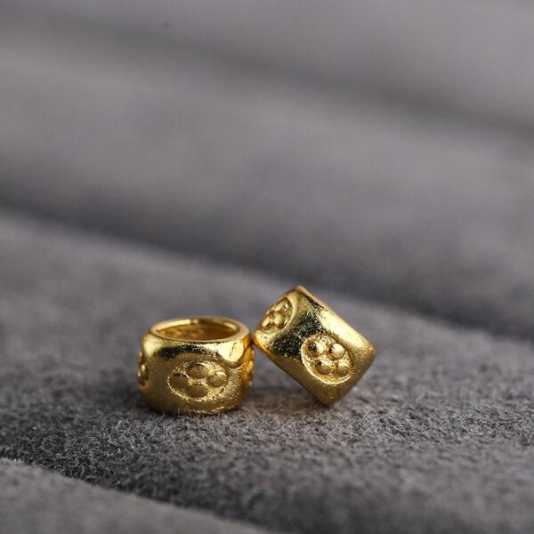 flower pattern ring shape gild s925 sterling silver bead, golden ring bead - Image 3