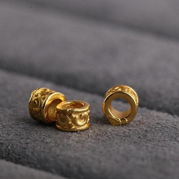 abstract cloud pattern ring shape gild s925 sterling silver bead, golden ring bead - Image 3